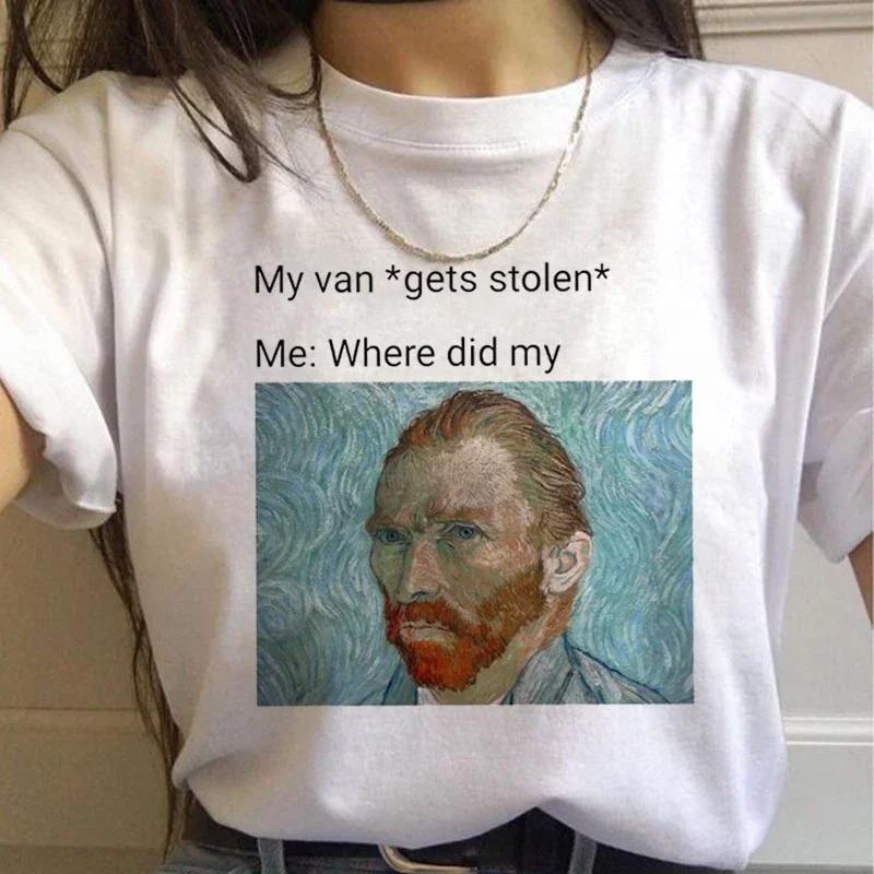 Artistic Van Gogh Paintings Graphic T Shirt With Classic Art Quotes Creative Designs Stylish Casual Short Sleeve Tee For Daily