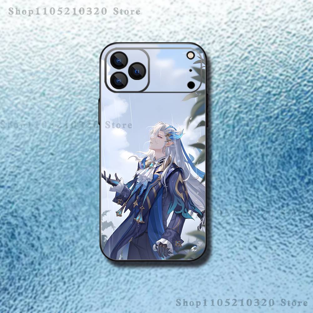 Genshin Impact N-Neuvillette Phone Case For iPhone 17,16,15,14,13,12,11,Pro,Max,Plus,E,SE4,Air,Mini Black Soft Funda
