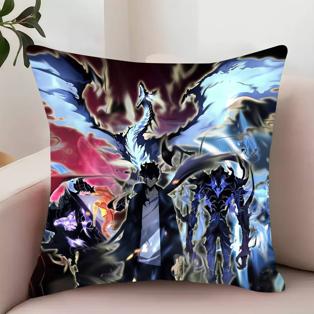 Bilibili S-Solo Anime L-LevelingS Pillow Case Decor Protective Covers Comfortable Soft for Sofa Living Room Home Office