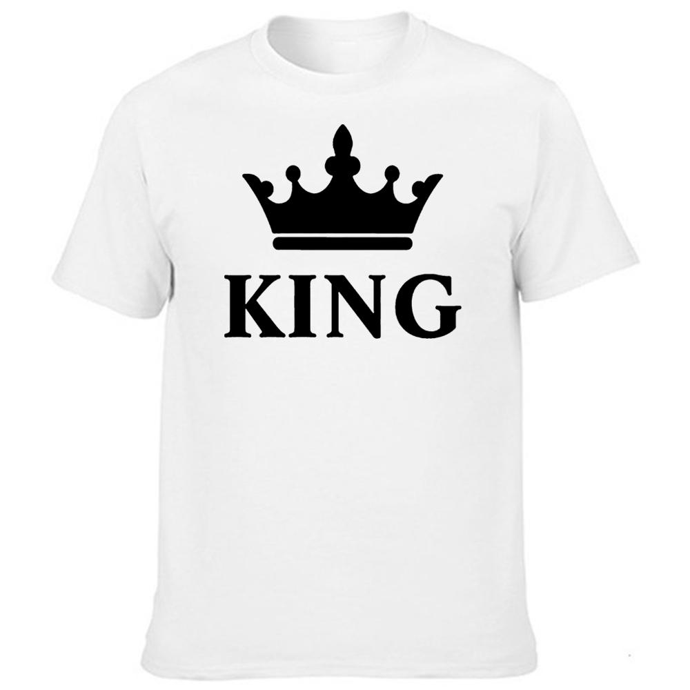 King Queen Letter Crown Printed Black White T Shirts Summer Casual O Neck Short Sleeve Tees