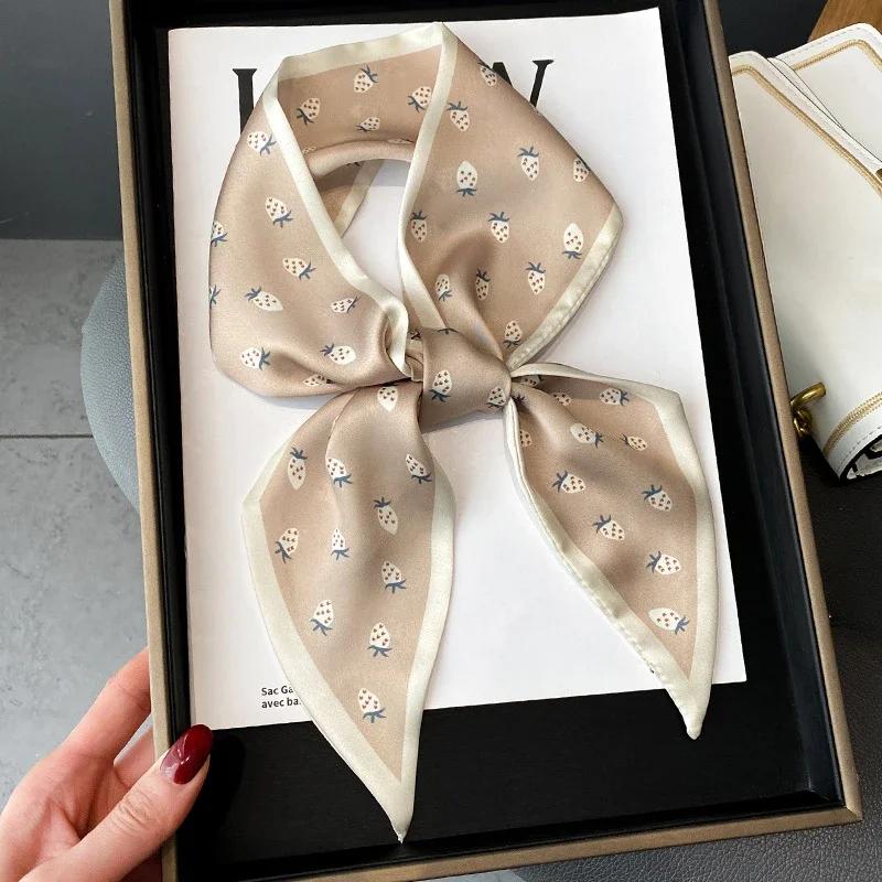 Fashion Print Hair Ribbon Scarf Women Neck Tie Bag Scarfs Satin Silk Skinny Headscarves Ladies Foulard Floral Bands 2026 New