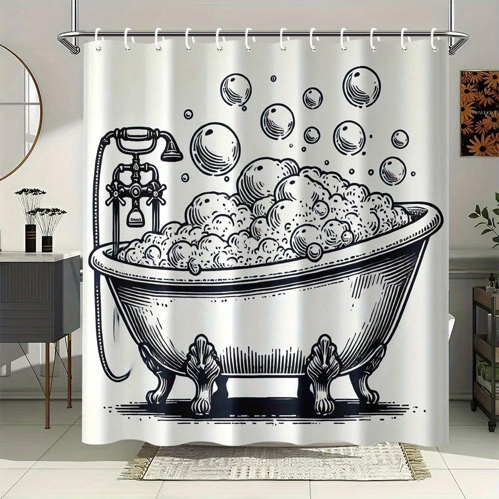 

Vintage Clawfoot Bathtub Illustration Shower Curtain 1Pc With 12 Hooks For Bathroom Home Decor Polyester 70.8X70.8 Inch W60H190(CM)-1 Pcs