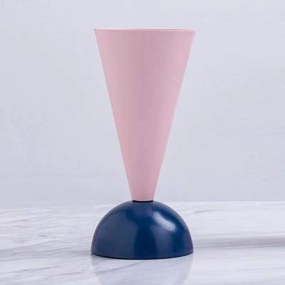Creative Metallic Colored Vase Geometric Triangle Flower Vase Flower Arrangement Accessories Terrarium Home Decoration