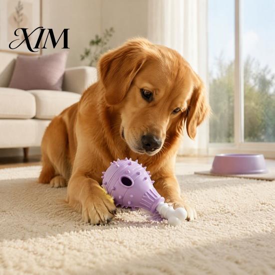 Pet Enrichment Toys Dog Treat Dispenser Toy, Spiky Chicken Leg Chew Rubber Interactive Foraging Games for Pets Puzzle Feeder Aggressive Chewers,