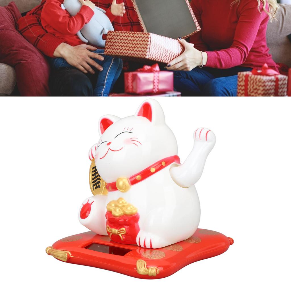 3.5in Fortune Cat Solar Powered Waving Cat Display Decoration for Desktop Home Entrance Car