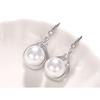 Silver Plated Teardrop Pearl & CZ Jewelry Set, Elegant Drop Earrings & Pendant Necklace Set for Women