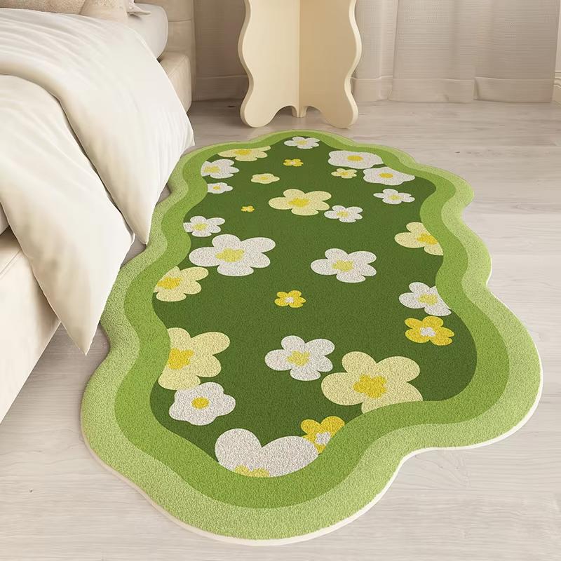 Cute Flower Carpet Rug For Bedroom Bedside Carpet Creative Floor Mat Soft Living Room Carpet Soft Foot Mat Fresh Home Dec