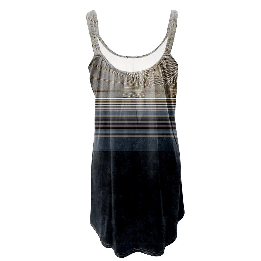 Women's Fashion Summer Printed Strapless Camisole Sleeveless Sling Dress