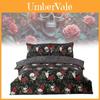 Skull Rose Reversible Duvet Cover Set With Digital Print For Halloween Themed Bedroom