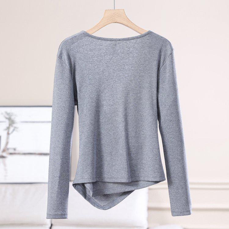 2025 Women's V-neck Long-sleeve Slim-fit T-shirt - Stylish Spring/Autumn Design