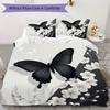 Black Butterfly Pattern Bedding Uilt Set Uilt Cover Pillowcase Home Decoration Birthday Gift (1 * Duvet Cover + 2 * Pillowcase  Without Core)