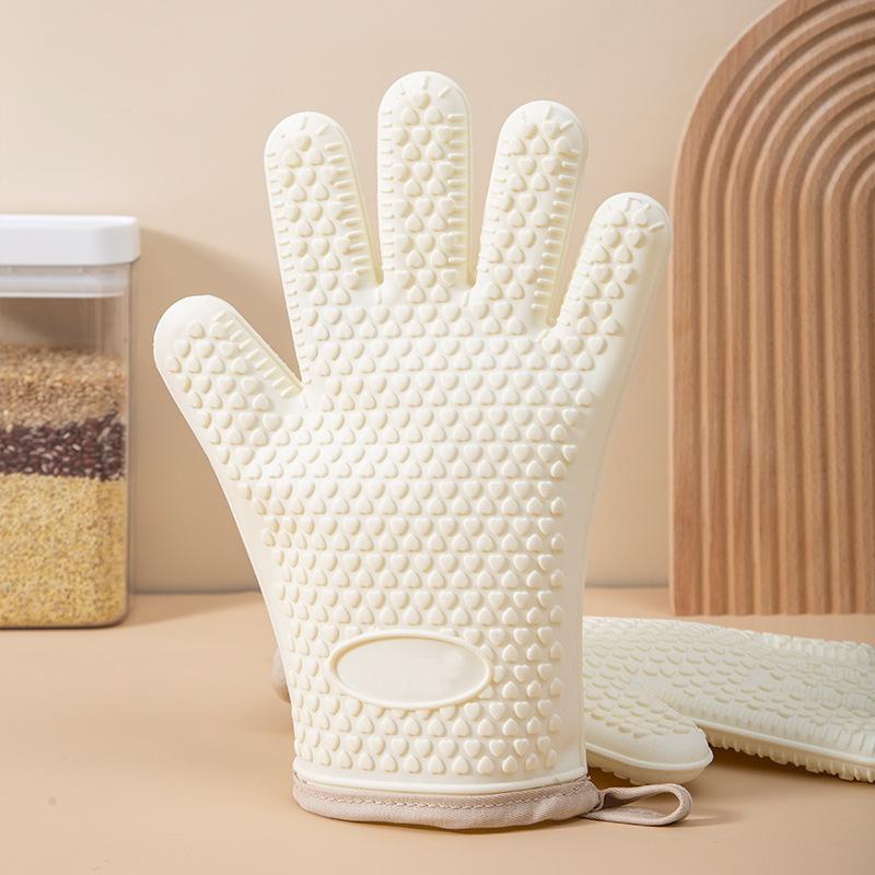 Anti-scald Thickened Silicone Gloves Heat Resistant Microwave  Oven Baking Gloves BBQ Gloves Anti-slip Heat Insulation Mitts
