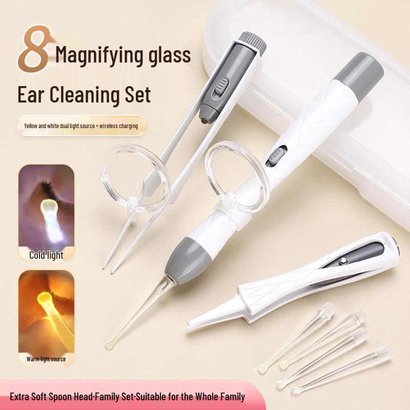 LED Ohrreinigungsset für Kinder: Leuchtendes Ohrstäbchen, Baby-Pinzette mit Licht & Wiederaufladbares Weichspitzen-Werkzeug