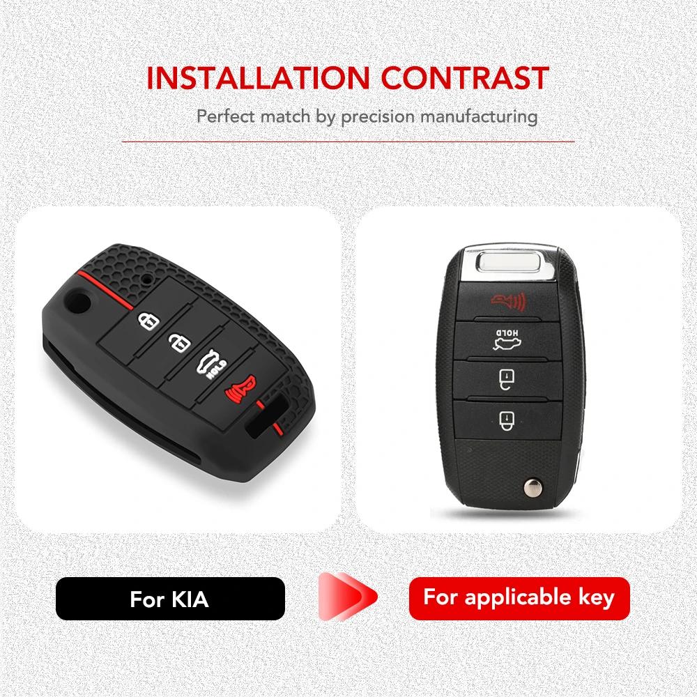 Silicone 2/3/4BT Flip Remote Car Key Shell For Kia Carens Ceed Rio Sportage Optima Sorento Cerato Soul Forte Seltos Fob Housing