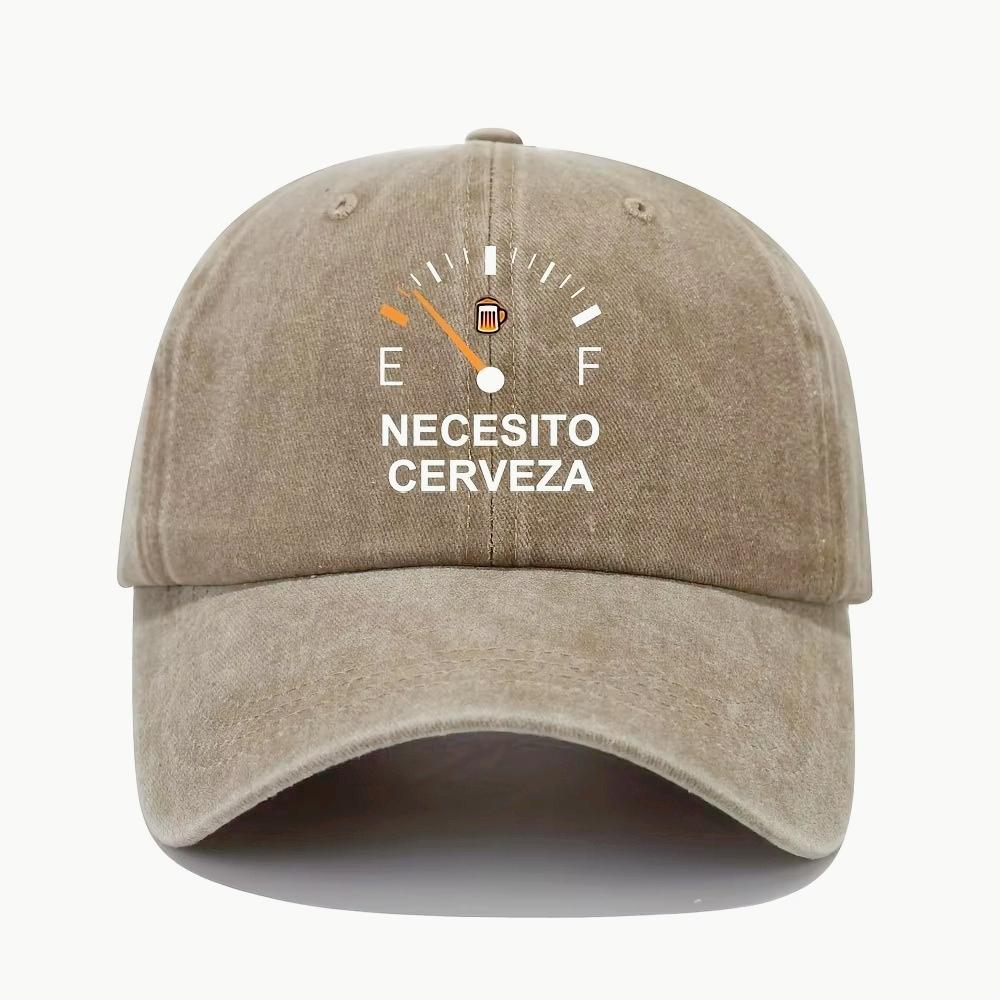 New Necesito Cerveza Pattern Printed Vintage Duckbill Cap Fashionable Retro Curved Brim Baseball Cap Casual Outdoor Sun Hat