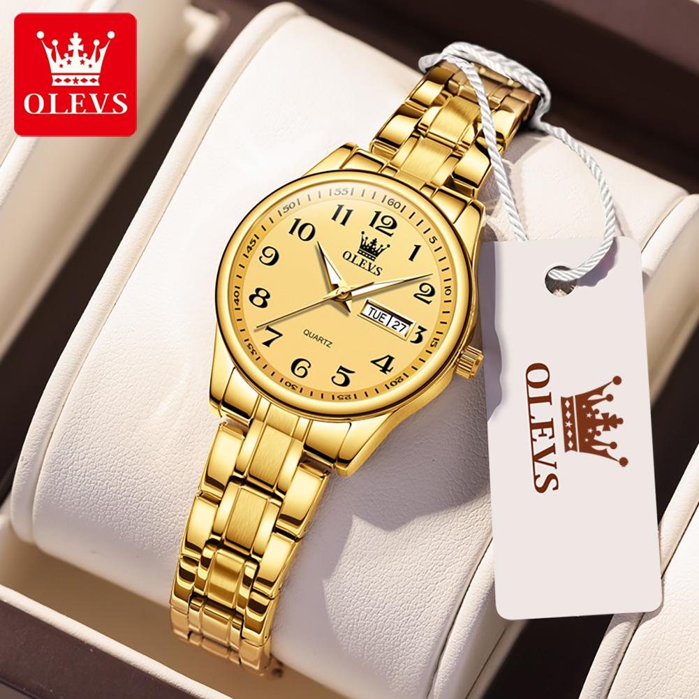 OLEVS 5567 Women's Quartz Watches Simple Elegant Large Digital Dial Ladies Wristwatch Stainless Steel Waterproof Watch for Women