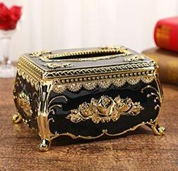 Facial Tissue Holder Embossed Rose Plastic Tissue Box Cover Tissue Dispenser for Living Room Home Household Kitchen Countertop