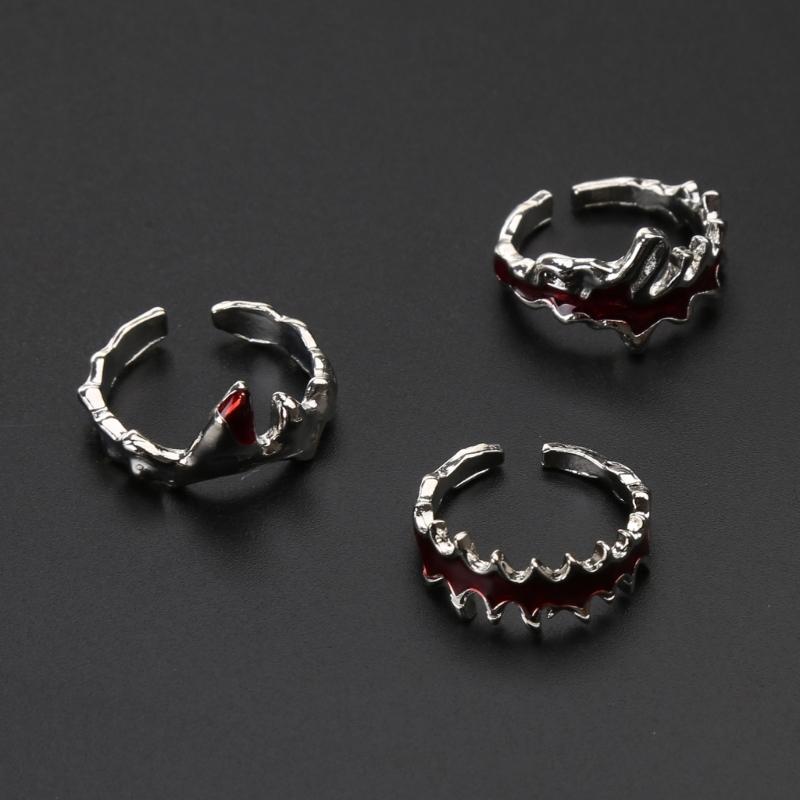 Punk Finger Rings Red Flame Open Finger Rings Adjustable Finger Rings Metal Material Jewelry Gift for Men Women Girls