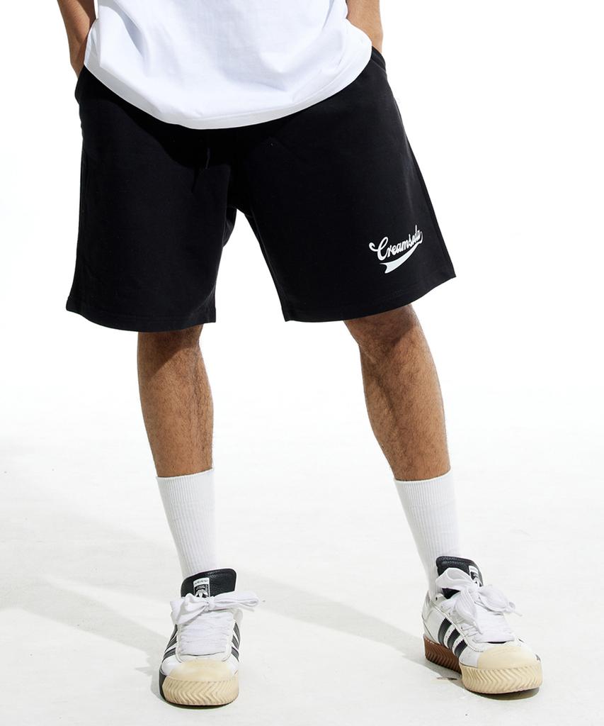 CREAM SODA LAB Lab Authentic Logo Training Shorts Black White
