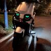 Motorcycle Cat Eyes Glow Stickers 2pcs Green Night Luminous Bike Decal 7cm
