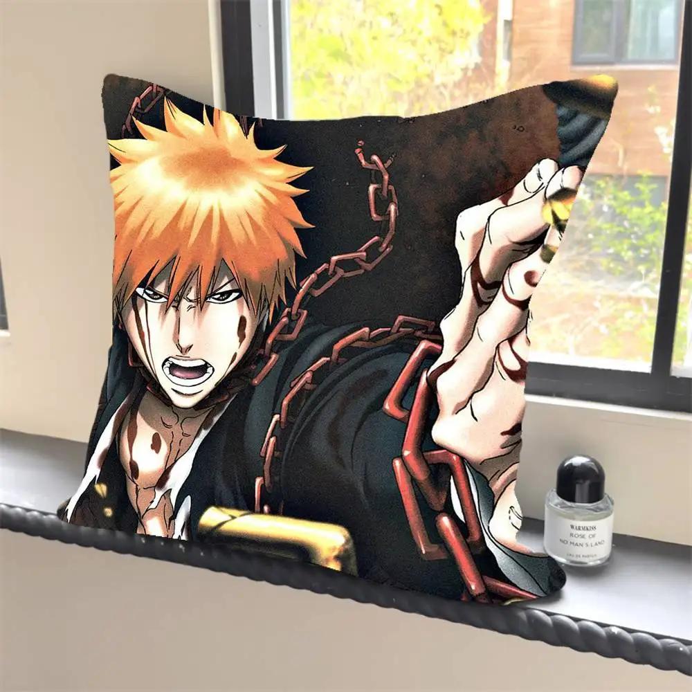 Vintage Bleach Anime Kurosaki Ichigo Kissenbezug Quadratisches Kissen Schlafzimmer Sofa Freizeit Komfort Kissen Auto Heimdekoration