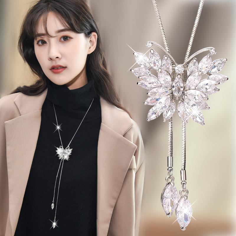 Unique Necklace Long With Dazzling Crystal Zircon Butterfly Perfect For Any Occasion