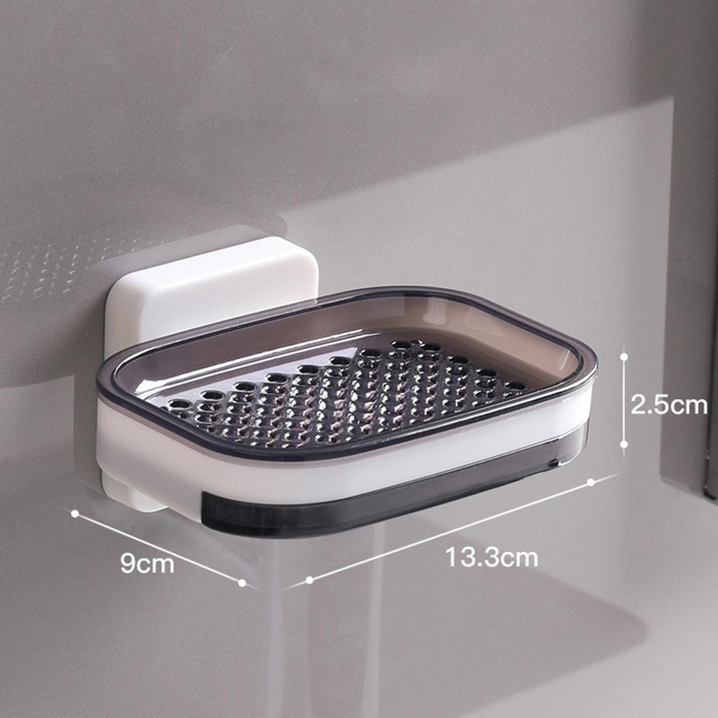 Wall Mounted Double Layer Soap Dish ABS Material No Drilling Required for Bathroom Kitchen