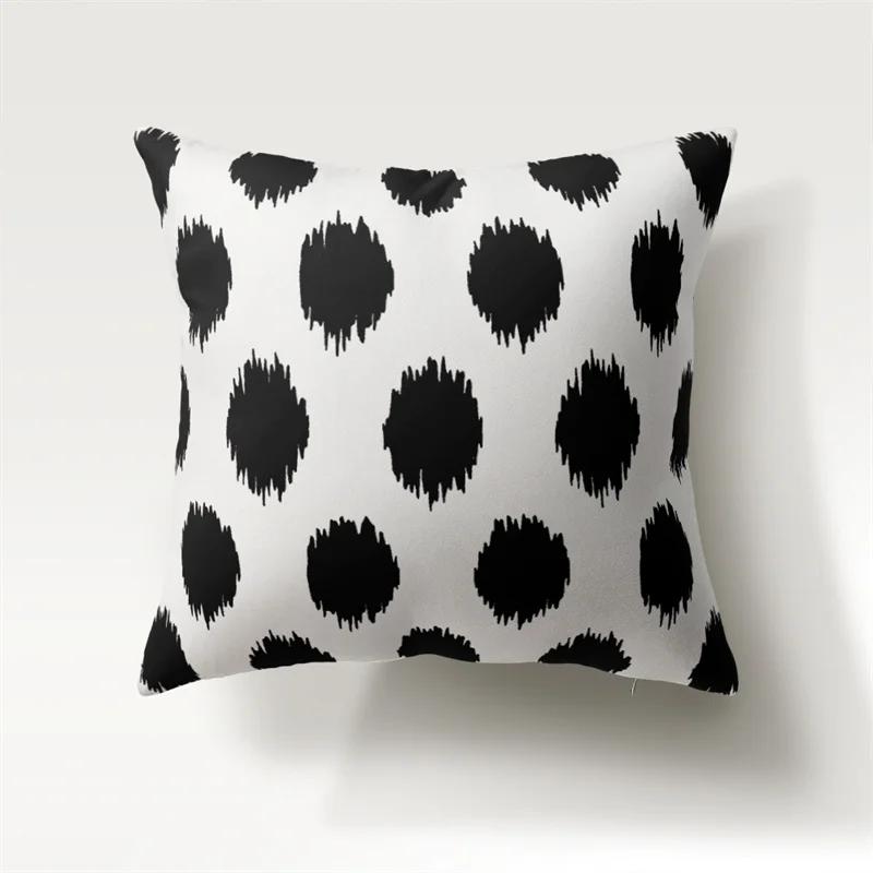 Black and White Geometric Pattern Printed  Polyester Cushion Cover for Home Living Room Sofa Decorative Pillowcase