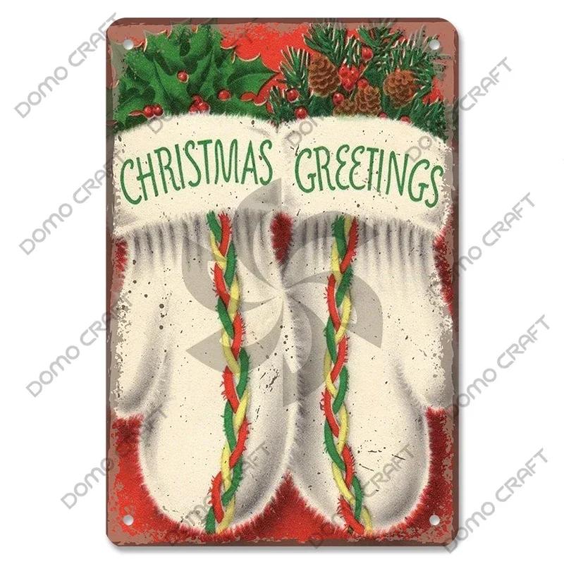 Retro Christmas Decor Vintage Metal Tin Sign with Cake Music Box Christmas Tree for Bakery Candy Shop Home Wall Art