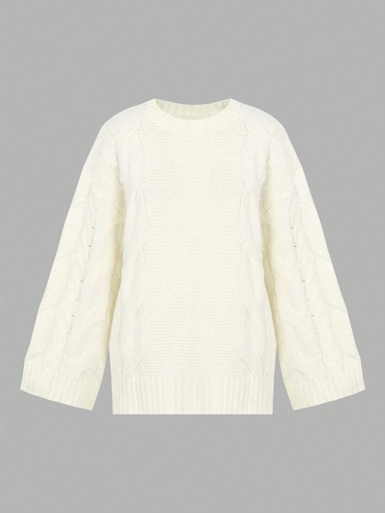 Women's Autumn/Winter Bell Sleeve Knit Sweater - Solid Color Casual Style