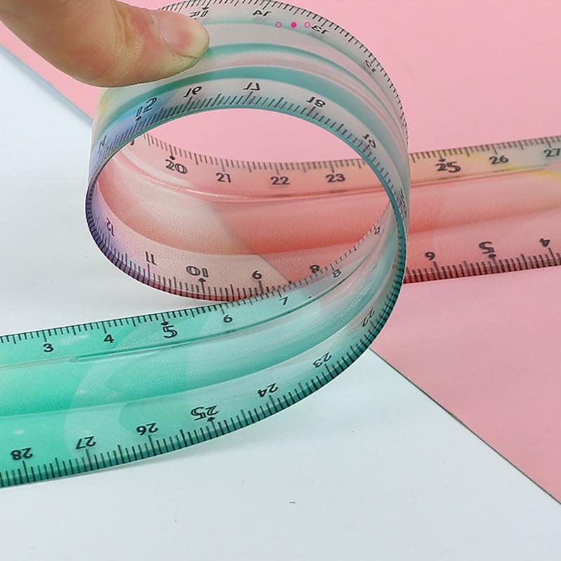 4Pcs Foldable Ruler with Triangles Ruler Protractor Straight Ruler, Plastic Ruler Set Flexible Ruler Soft Bendable Ruler