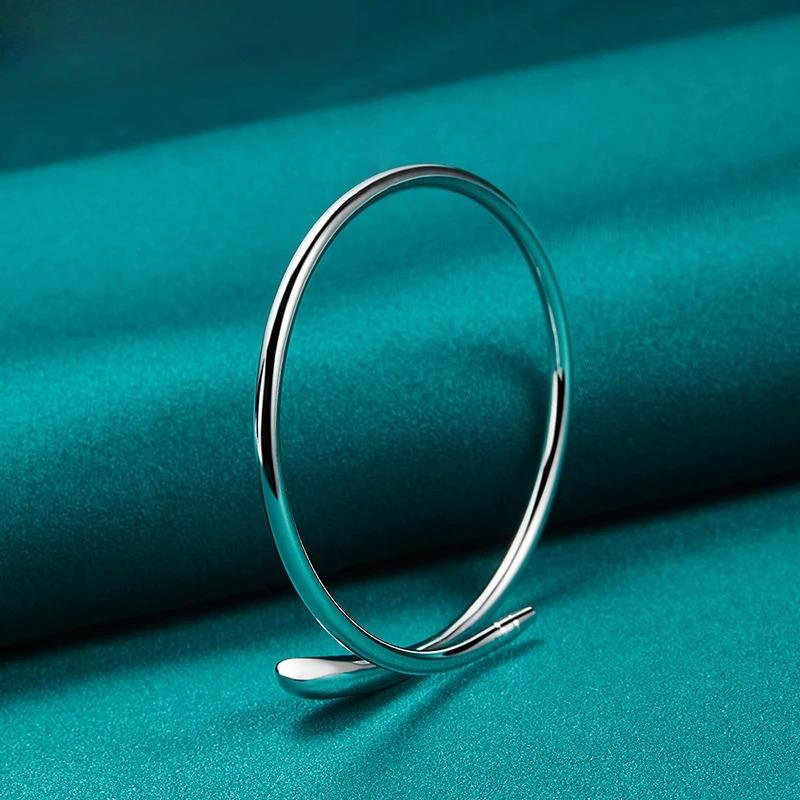 925 Sterling Silver Water Droplet Adjustable Bangles for Women Wedding Party Charm Fine Jewelry