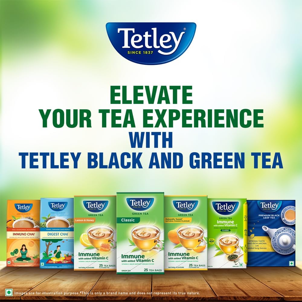 Tetley Green Tea With Tulsi Immune Support With Added Vitamin C 25 Tea Bags 30g Pack