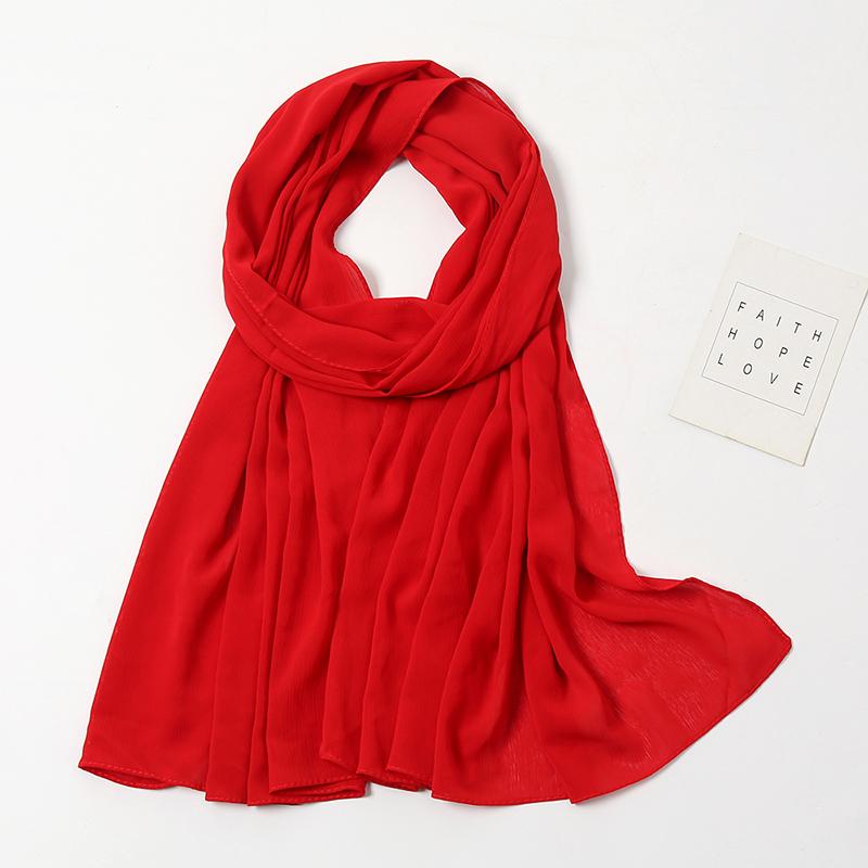 High Quantity Georgette Crepe Hijabs Crinkle Chiffon Scarf Women Muslim Headscarf Fashion Long Shawls Headband 180*70Cm