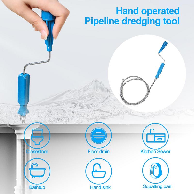 Hand Operated Sewer Cleaning Steel wire Plumbing Dredge Tools Drain Pipe Sink Hair Grime Remover Sink Toilet Cleaning Supplies