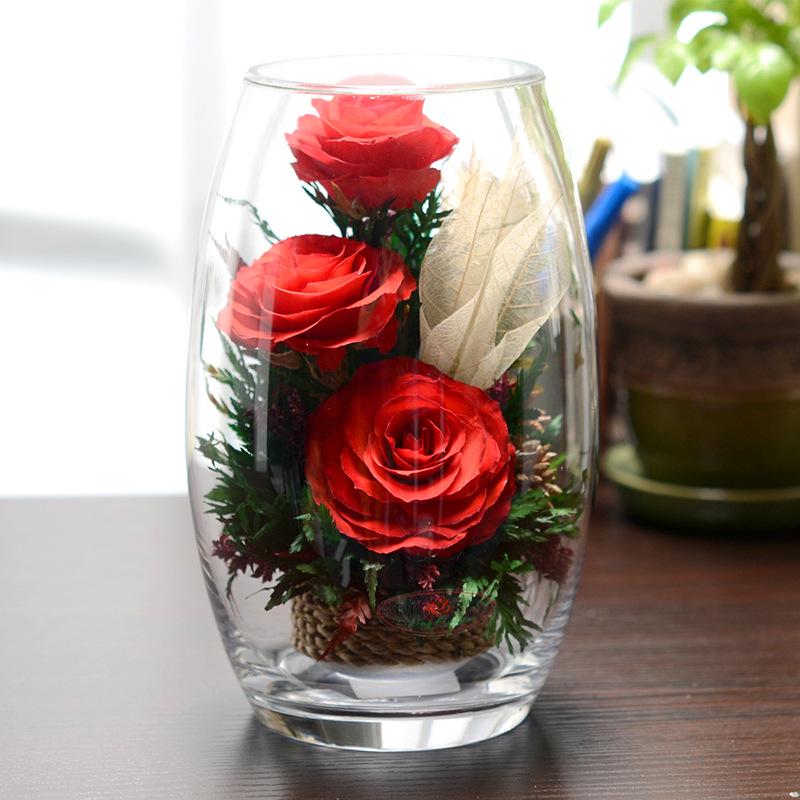 Thailand Red Rose Preserved Flower with Glass Cover – Valentine's and Christmas Gift