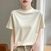 Spring and Autumn Semi-high-necked Cotton Short-sleeved Women's Stand-up T-shirt Joker Loose Sleeve Top Slim Bottom