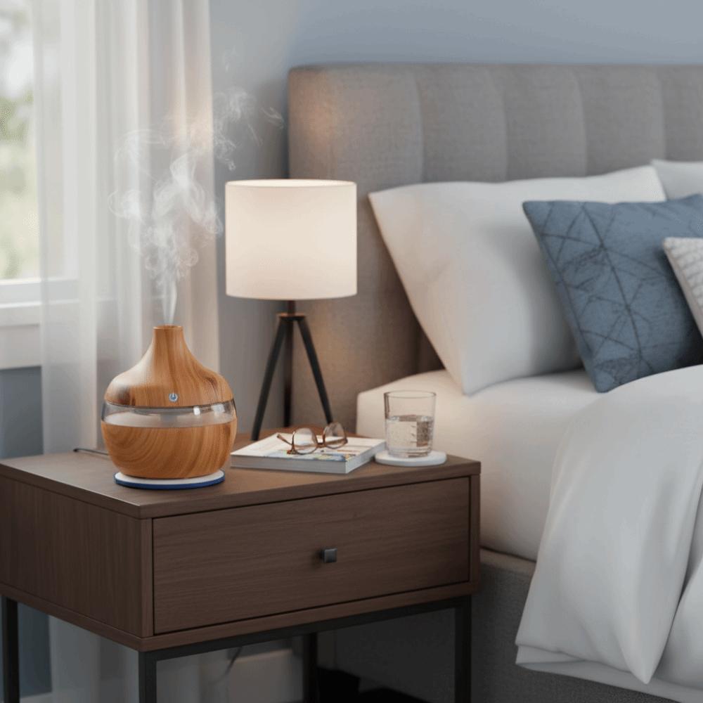 Wood Grain Air Humidifier Colorful LED Light Air Freshener Machine Aroma Oil Diffuser  Living Room