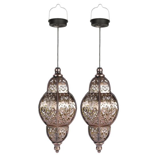 Solar Hanging Lights, Moroccan Style Waterproof Outdoor Lanterns, Solar Powered Garden Lighting for Yard Patio Decor