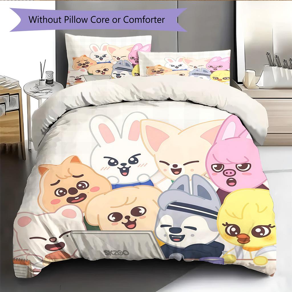 SKZOO Pattern Bedding Quilt Set Home Decoration Gift (1 * Duvet Cover + 2 * Pillowcase Without Core).xwn