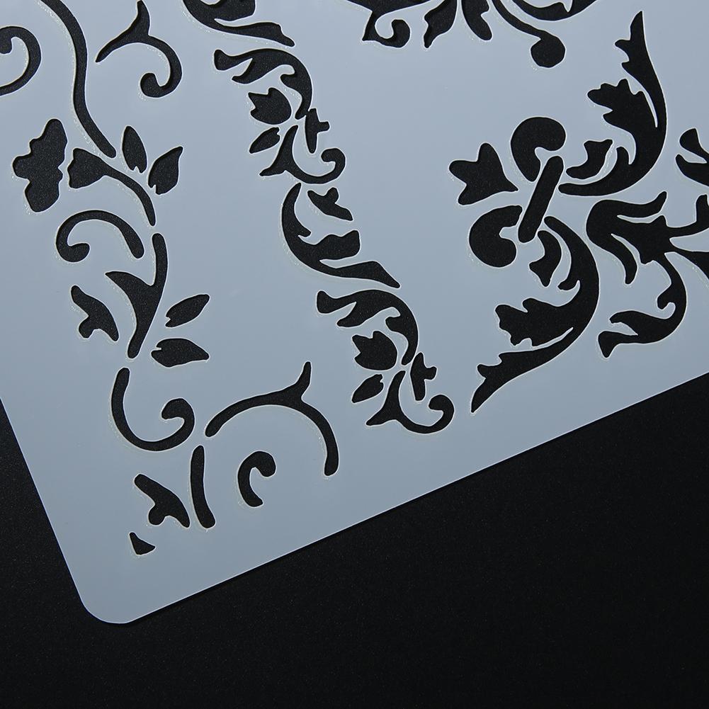 Plastic Hollow Out Template DIY Painting Template Drawing Tool Art Craft Reused Flower Pattern for Wall Painting