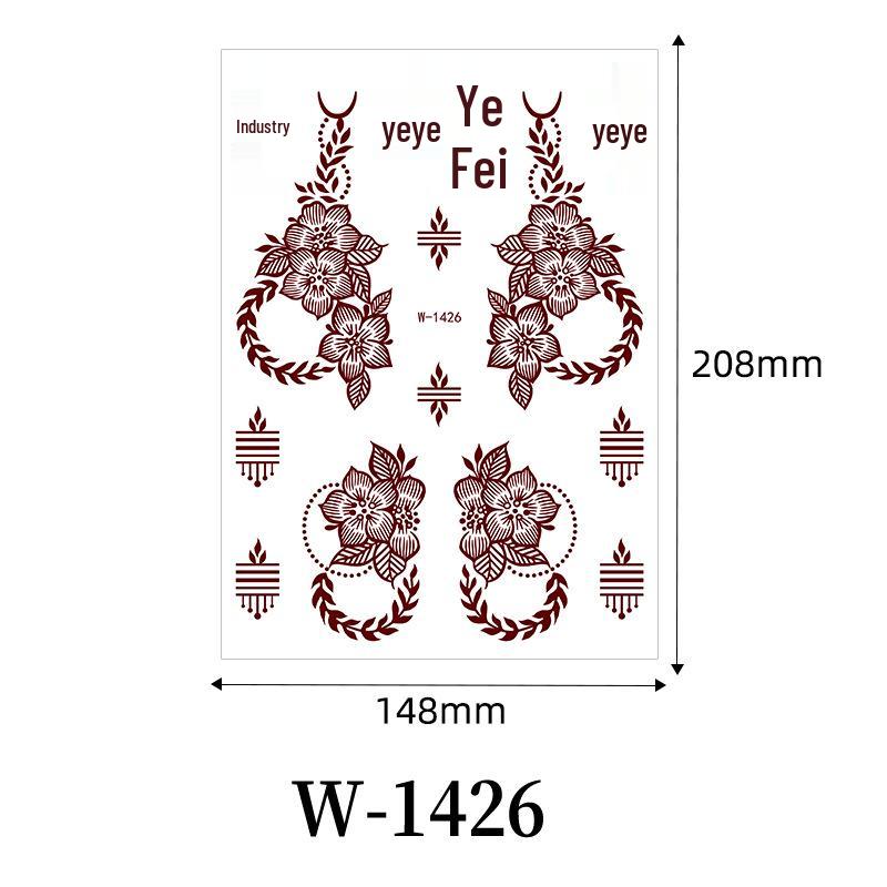 Zhengxiang 2025 Waterproof Brown Floral Lace Henna Tattoo Sticker