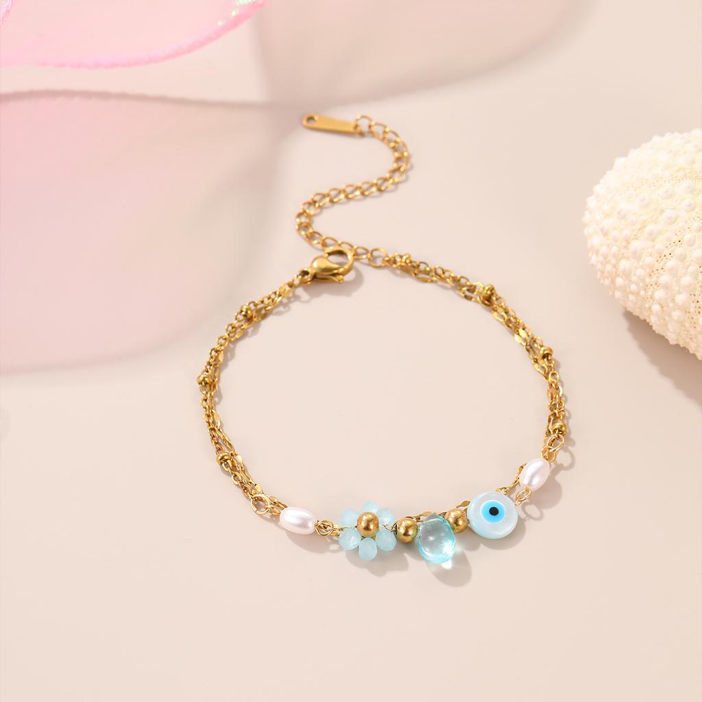 GEMCHIC Women's Bohemian Summer Beach Bracelet Set - Starfish, Flower & Ice Cream Charm Anklets