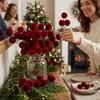 6 Balls Artificial Balls Bouquet Flocking Xmas Tree Ball Ornaments  Home Decoration