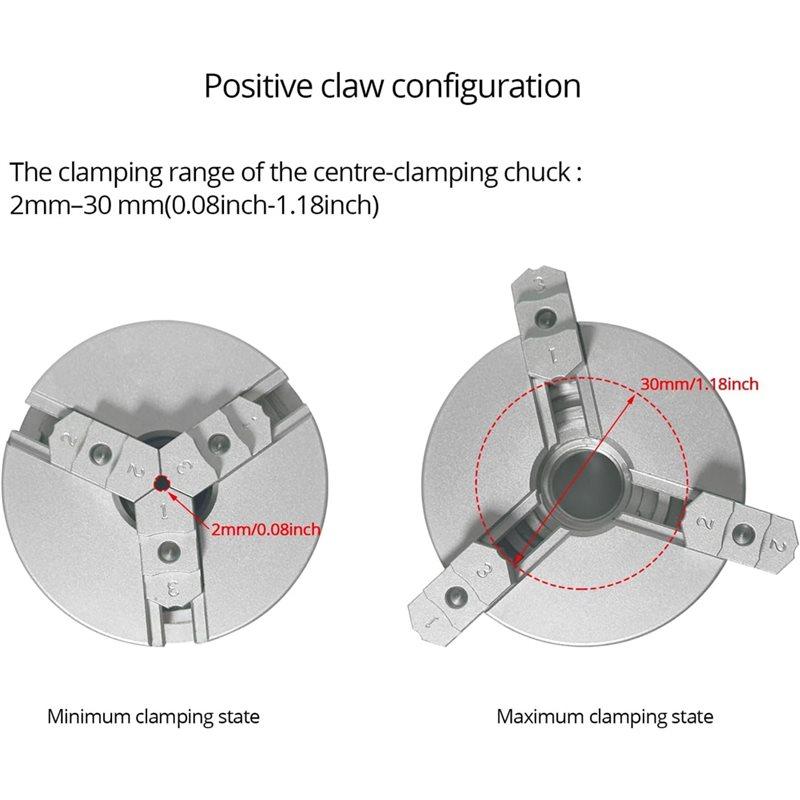 A03F-Z011 Extension Three Jaw Chuck And Connecting Rod Set, Mini Lathe Chuck Set For DIY Bench Buffer Polishing Machine