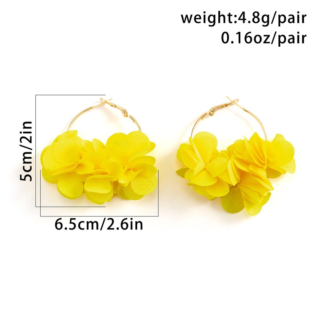 Bohemia Fashion Fabric Rose Flower Pendant Hoop Earrings For Women Kpop Colorful Earrings Party Zircon Y2K Accessories Bijoux