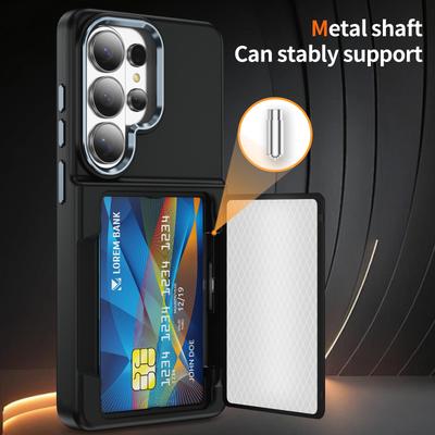 New Solid Color Frosted PC Wallet Card Holder Shockproof Phone Case For Samsung S26 Ultra S24 S23 S22 S25 Ultra Plus Back Cover