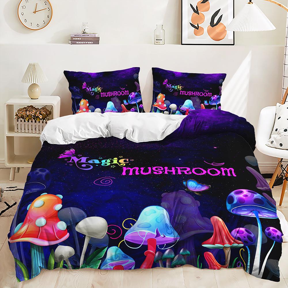 Bed Three-Piece Plant Magic Mushroom Kit Pastoral Quilt Cover Two-Piece Bedroom