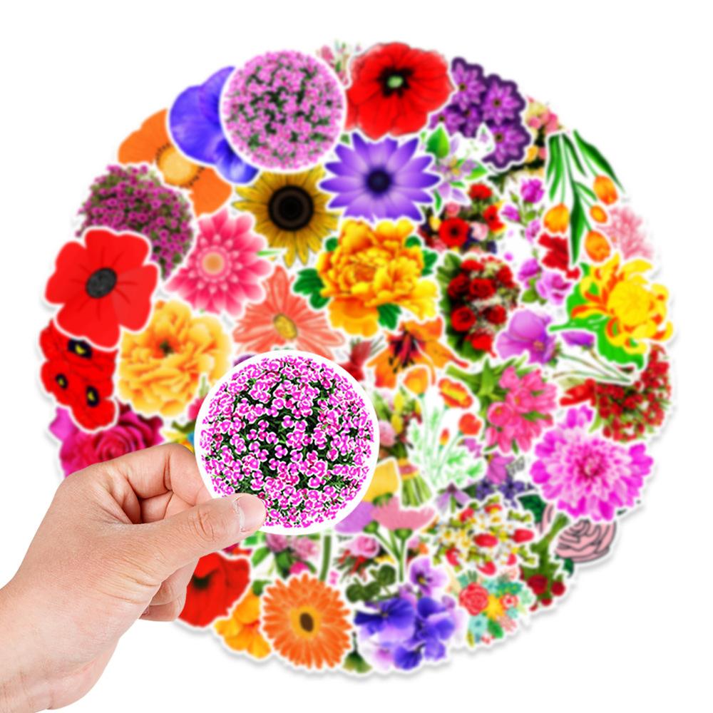 50 New Plant-based Flowers Graffiti Stickers Balanced Driving Mobile Phone Kettle Decoration Stickers
