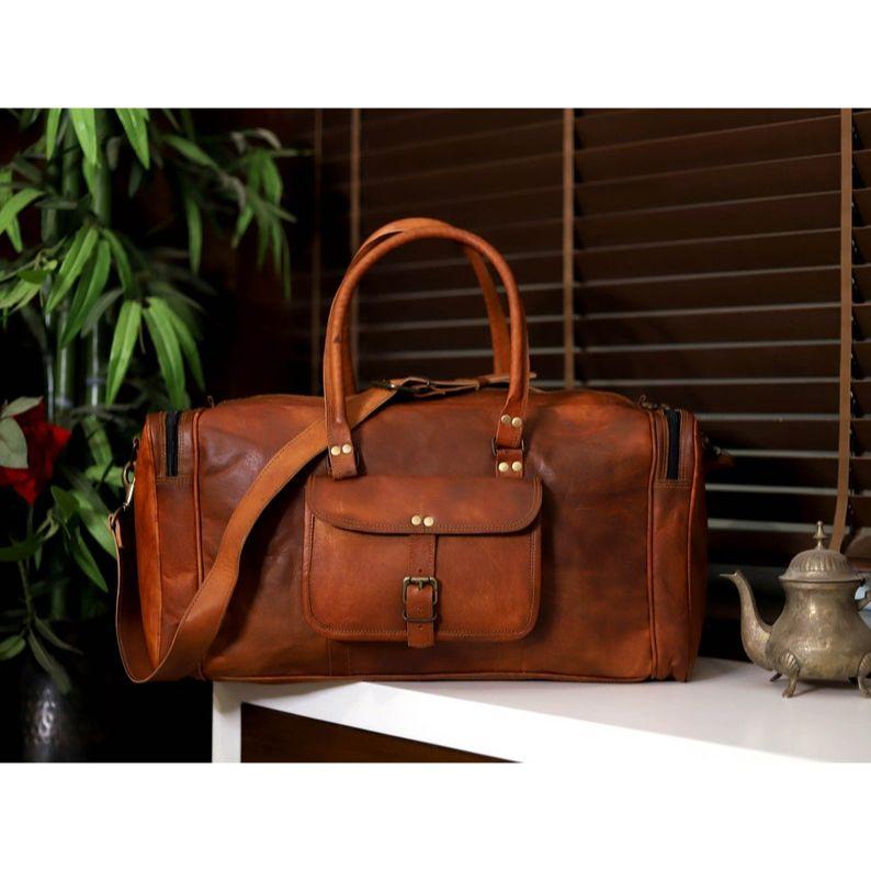 ' Leather Travel Duffel Bags, Leather Overnight Bags, Leather Gym Bag, Leather Luggage Bags, Leather Duffel Bags for Men and Women
